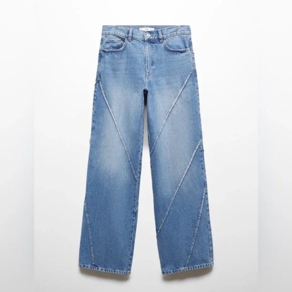 Mango Wide Leg Seamed Jeans